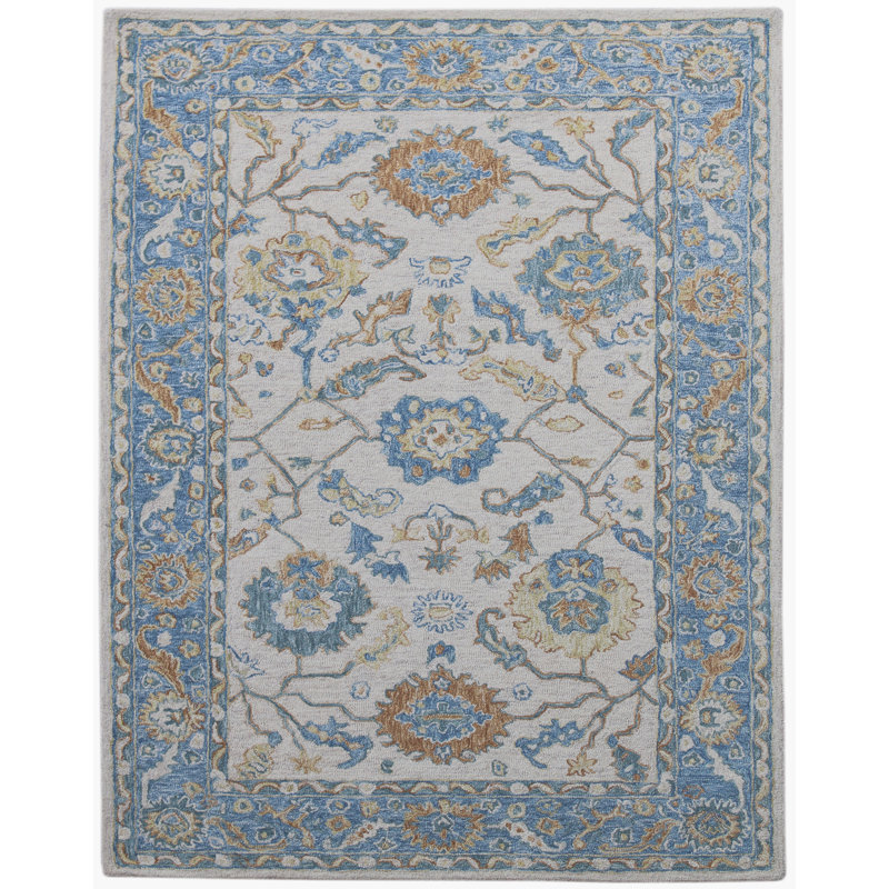 Bloomsbury Market Eleutherius Oriental Handmade Tufted Wool Blue Area